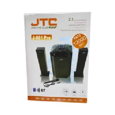 JTC J-801 Pro 2.1CH Home Theater Sub Woofer Speaker – 12000W PMPO + MIC, 100V – 240V 50/60Hz