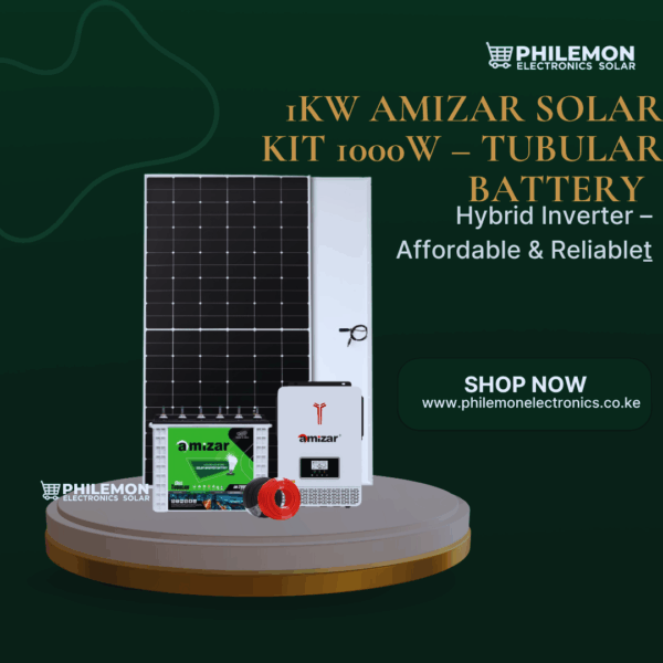 1Kw Amizar Solar Kit 1000w – Tubular Battery Hybrid Inverter – Affordable & Reliable