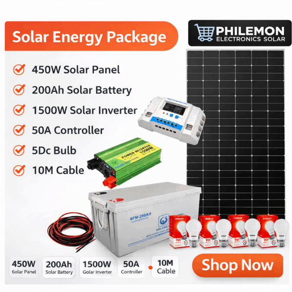 Solarmax 450W Solar Power System Full Kit 200Ah Battery 1500W Inverter Off-Grid Solar Energy Kit for Home Farm Shop