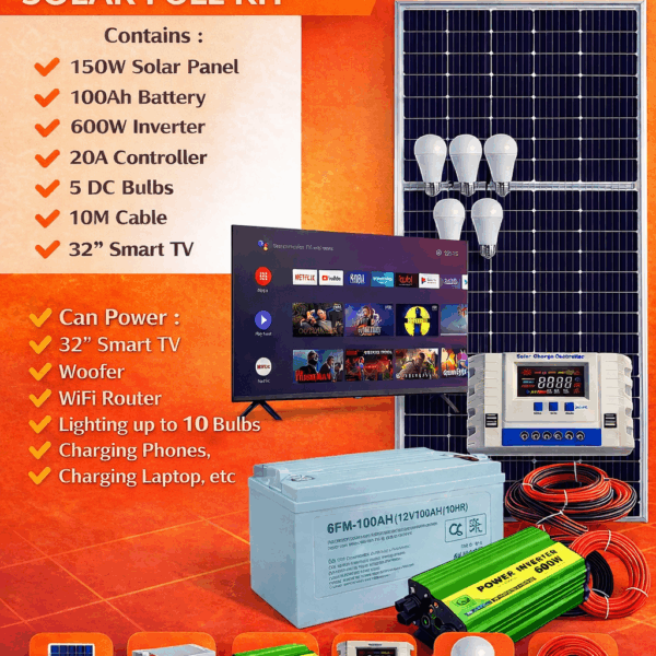 Solarmax 150W Solar Full Kit with 32″ Smart TV